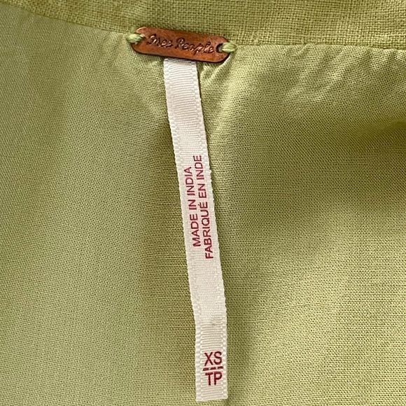 Free People Green Linen Button Front Dress - Picture 6 of 8